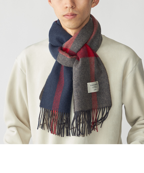 SHIPS: カシミヤ ダブルフェイス チェック マフラー｜シップスの