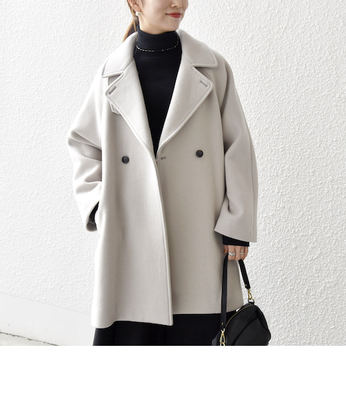 WEB限定】SHIPS any: PURE WOOL スタンド & テーラード ハーフ コート WEB限定】SHIPS any: PURE WOOL スタンド & テーラード ハーフ コート