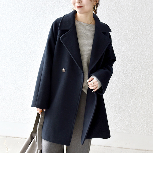 SHIPS any*PUREWOOL スタンド&テーラード ハーフコート LG WEB限定】SHIPS any: PURE WOOL スタンド & テーラード ハーフ コート