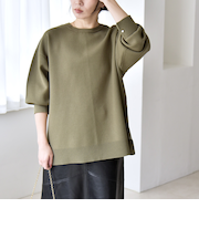 《予約》quaranciel:〈手洗い可能〉ダブルフェイス パールモチーフ ワイド ニット プルオーバー