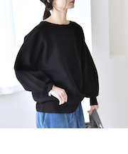 《予約》quaranciel:〈手洗い可能〉ダブルフェイス ボートネック パフ ニット プルオーバー