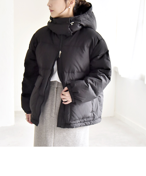 quaranciel: フーディー & ハイネック 2way ショート ダウン