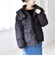 《予約》quaranciel: フーデット ダブルジッブ ダウン ジャケット