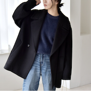 《予約》quaranciel: PURE WOOL ダブルブレスト コクーン Pコート