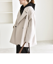 《予約》quaranciel: PURE WOOL ダブルブレスト コクーン Pコート