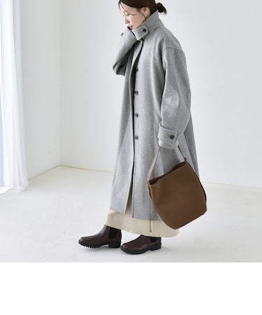 《一部追加予約》PURE WOOL スタンド & ステンカラー ロング コート