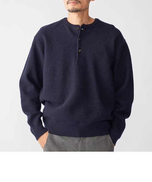 SHIPS: ヘビー ボイルド ヘンリーネック ニット