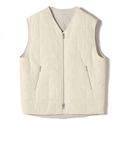SHIPS Primary Navy Label:〈手洗い可能〉スクエア キルト リバーシブル ジレ