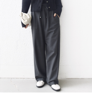 〈手洗い可能〉両面起毛 ポケット デザイン ドロスト パンツ