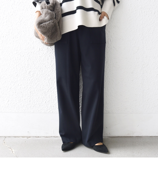 《一部追加予約》〈手洗い可能〉両面起毛 ポケット デザイン ドロスト パンツ