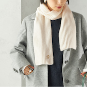 《予約》細幅 刺繍 ニット マフラー