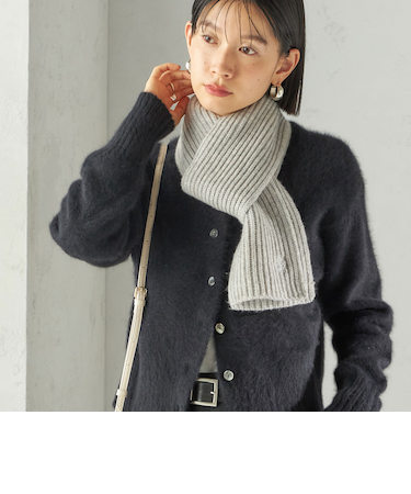 《予約》細幅 刺繍 ニット マフラー