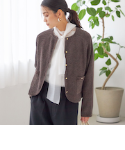 《予約》〈手洗い可能〉モール リブ クルーネック カーディガン