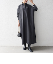 《予約》SHIPS any:〈洗濯機可能〉サージ スキッパー シャツ ワンピース