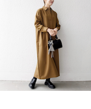 《予約》SHIPS any:〈洗濯機可能〉サージ スキッパー シャツ ワンピース