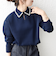 《予約》SHIPS any:〈手洗い可能〉パールモチーフ スキッパー カラー ニット プルオーバー