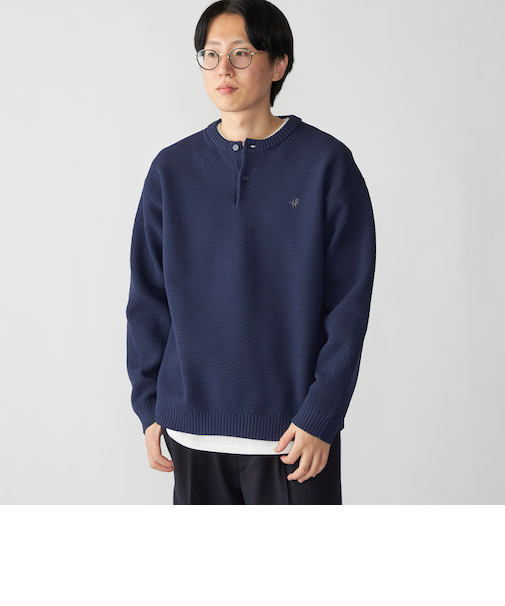 【WEB限定】SHIPS: ヘンリーネック レイヤード ニット