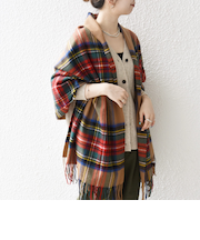 TWEED MILL: チェック ウール ストール 25AW