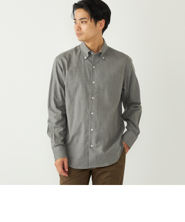 SHIPS Colors:ボタンダウン ソリッド ネルシャツ