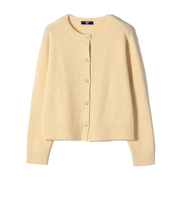 《予約》SHIPS Colors:フォックス アンゴラ クルーネック カーディガン◆