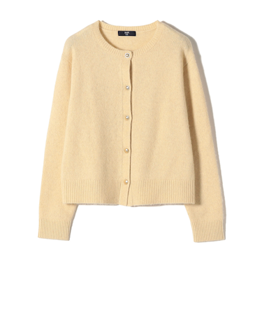 《予約》SHIPS Colors:フォックス アンゴラ クルーネック カーディガン◆