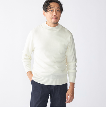 SHIPS:〈手洗い可能〉9ゲージ コンフォート モックネック プルオーバー ニット