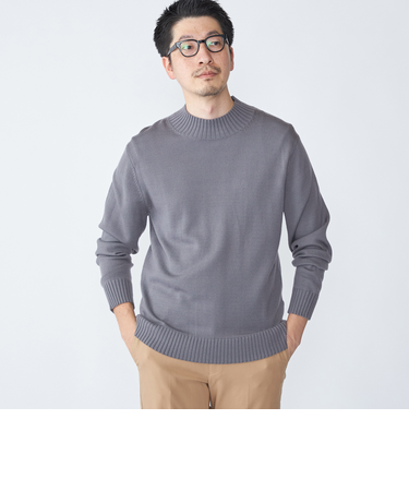 SHIPS:〈手洗い可能〉9ゲージ コンフォート モックネック プルオーバー ニット