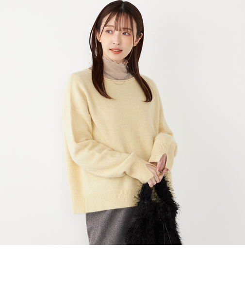 SHIPS Colors:フォックス アンゴラ ボートネック ニット◇