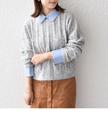 SHIPS Colors:〈手洗い可能〉シャツ レイヤードライク ケーブル ニット