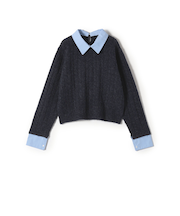 SHIPS Colors:〈手洗い可能〉シャツ レイヤードライク ケーブル ニット