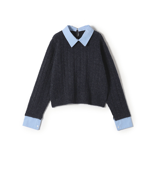 SHIPS Colors:〈手洗い可能〉シャツ レイヤードライク ケーブル ニット