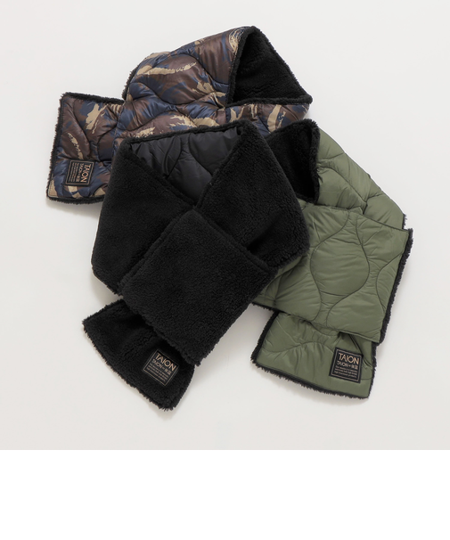 TAION:〈手洗い可能〉ミリタリー キルティング リバーシブル ダウンマフラー