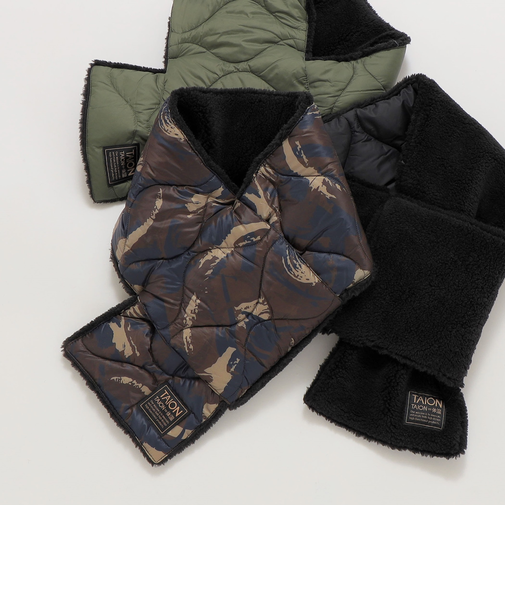 TAION:〈手洗い可能〉ミリタリー キルティング リバーシブル ダウンマフラー