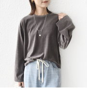 〈手洗い可能〉コットン ポリエステル ベロア ワイド スリーブ