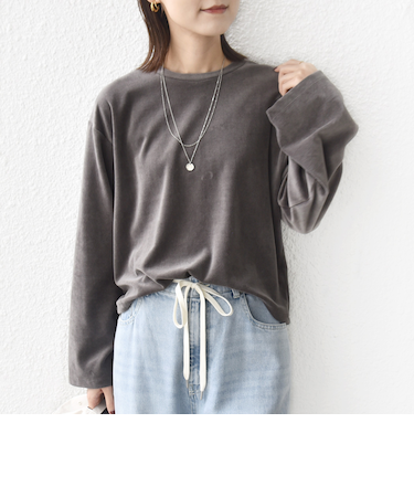 〈手洗い可能〉コットン ポリエステル ベロア ワイド スリーブ