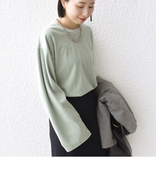 〈手洗い可能〉コットン ポリエステル ベロア ワイド スリーブ