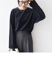 〈手洗い可能〉コットン ポリエステル ベロア ワイド スリーブ