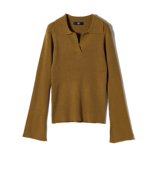 SHIPS Colors:〈手洗い可能〉リブ スキッパー ニット