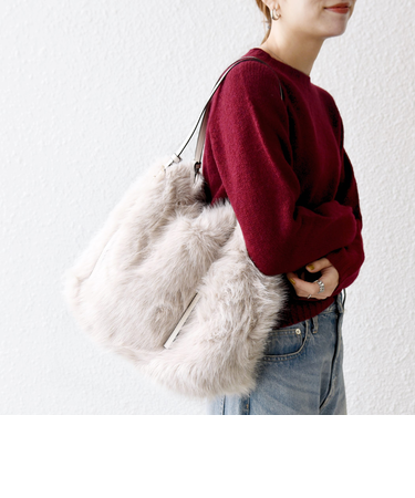 《予約》SHIPS any: A4 ベルト フェイクファー トート バッグ