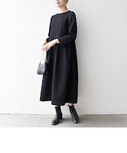 《予約》SHIPS any:〈手洗い可能〉ジャカード ウエスト タック ノーカラー ワンピース［NAVY BLUE］