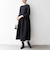 《予約》SHIPS any:〈手洗い可能〉ジャカード ウエスト タック ノーカラー ワンピース［NAVY BLUE］
