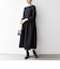 《予約》SHIPS any:〈手洗い可能〉ジャカード ウエスト タック ノーカラー ワンピース［NAVY BLUE］