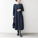 《予約》SHIPS any:〈手洗い可能〉ジャカード ウエスト タック ノーカラー ワンピース［NAVY BLUE］