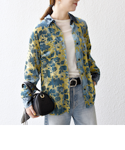 《予約》SHIPS any:〈手洗い可能〉フラワー オパール シアー シャツ ブラウス