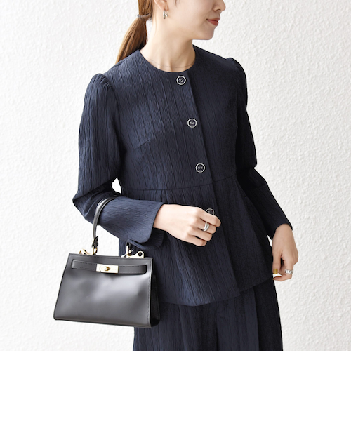 SHIPS any: ツイード パフスリーブ ショート ジャケット［NAVY BLUE