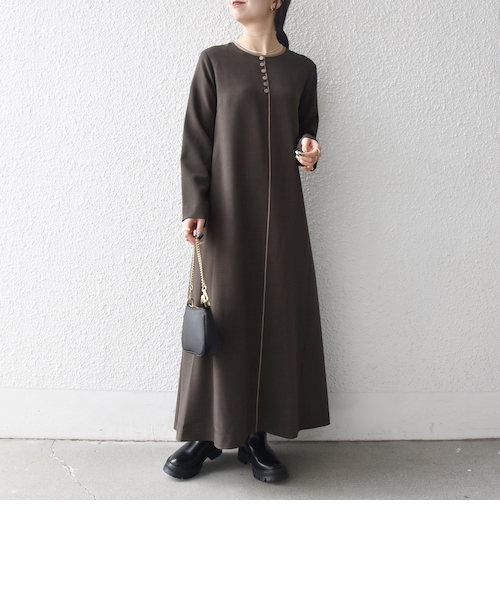 SHIPS any: エア ニードル クルーネック タック フレア ワンピース