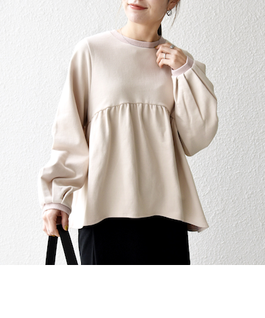 《予約》SHIPS any:〈洗濯機可能〉裏毛 バイカラー ペプラム スウェット プルオーバー