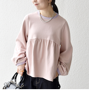 《予約》SHIPS any:〈洗濯機可能〉裏毛 バイカラー ペプラム スウェット プルオーバー