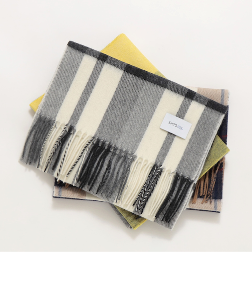 SHIPS any: ウール/カシミヤ チェック マフラー