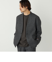 《予約》SHIPS Colors:T/W ツイード ノーカラー ジャケット(セットアップ対応可能)◆